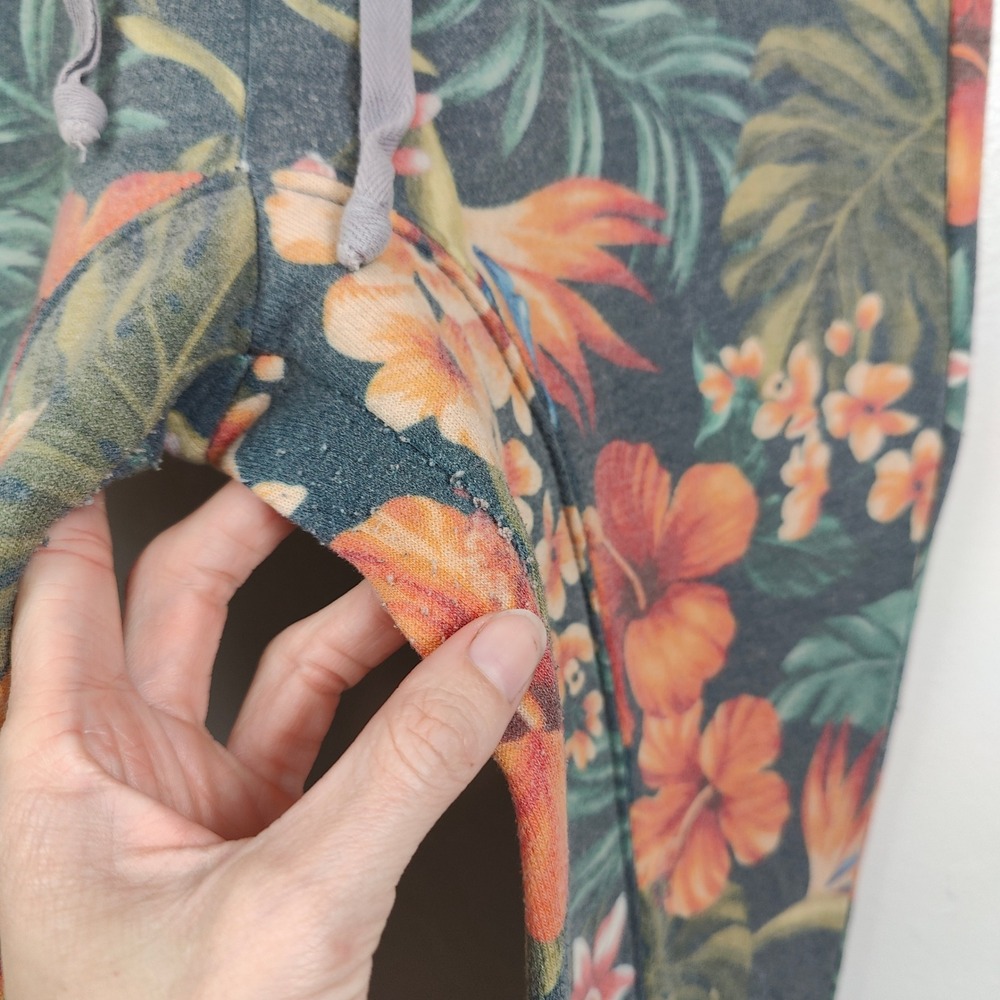 Aviator Nation Jogger Pants Women Medium Multi Tropical Floral Hibiscus Surf - Picture 5 of 10
